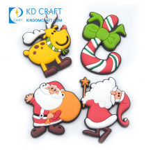 Wholesale custom shaped soft pvc rubber 3d cute cane deer tree santa claus festival christmas fridge magnet for souvenir